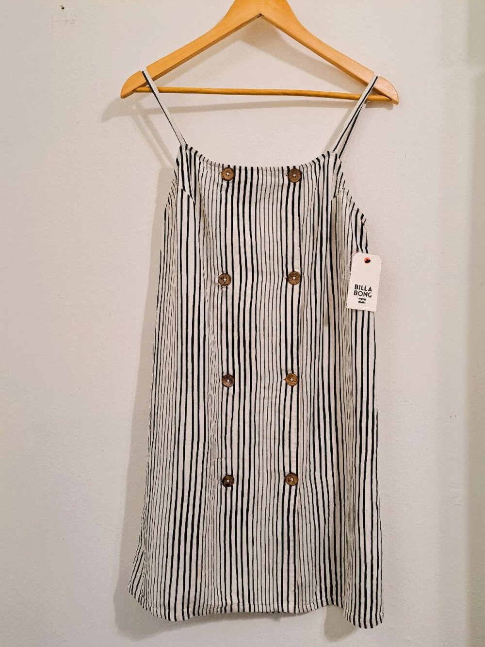 Billabong Juniors Tank Dress Stripe Cream/Black NWT